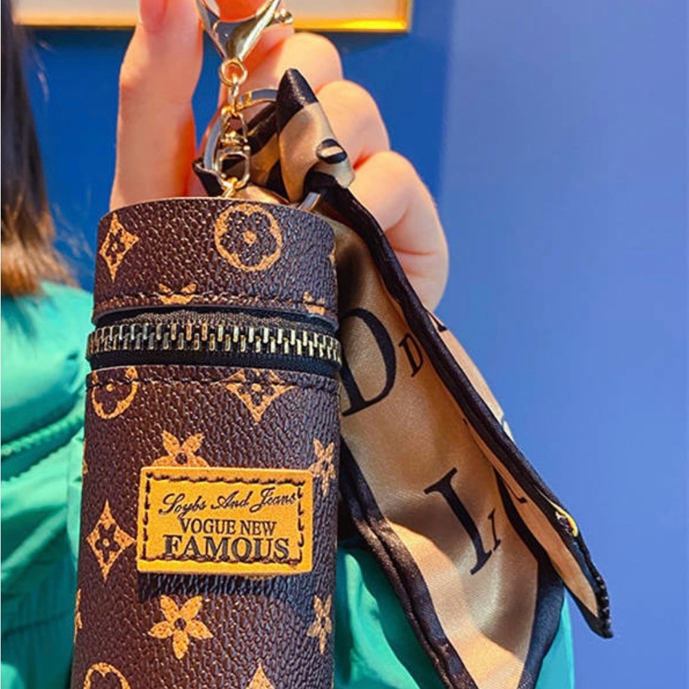 Brown Patterned Keychain Holder